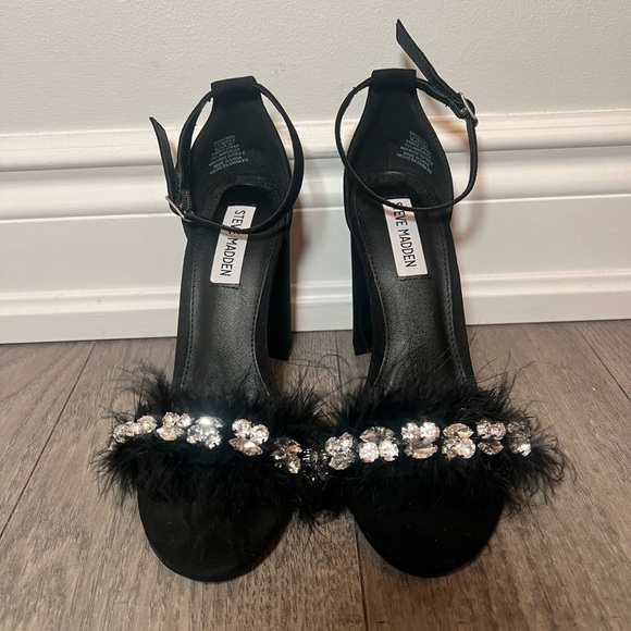 Steve Madden Shoes - Steve Madden Black Heels with Crystal Accents